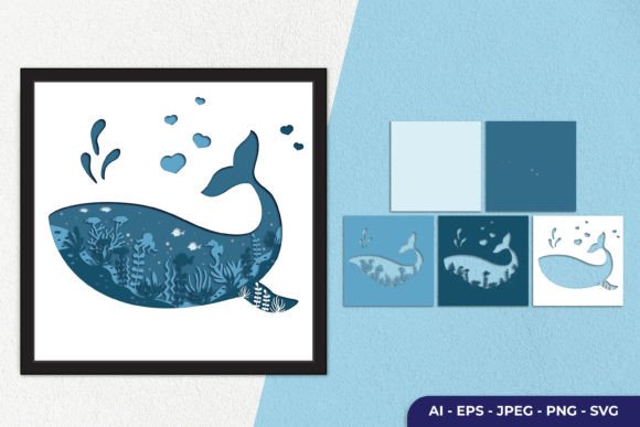 Download 3D Ocean Inside Whale Layered Papercut - Premium Bundle