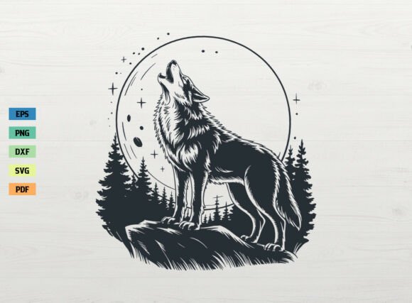 Download Howling Wolf SVG Forest with Moon SVG - Howling wolf svg Collection