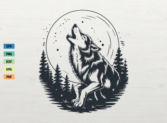 Download Howling Wolf SVG Forest with Moon SVG - Howling wolf svg Collection