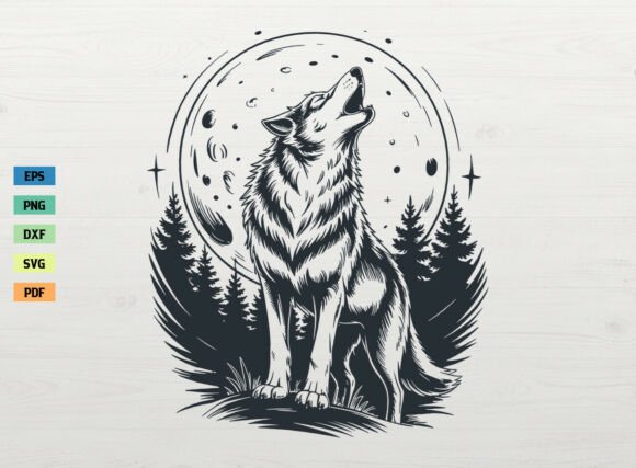 Download Howling Wolf SVG Forest with Moon SVG - Howling wolf svg Collection