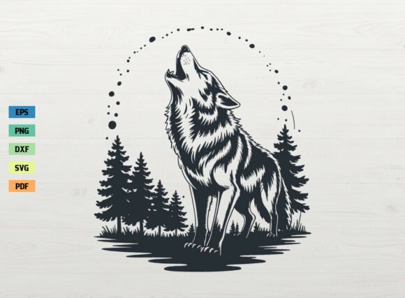 Download Howling Wolf SVG Forest with Moon SVG - Howling wolf svg Collection