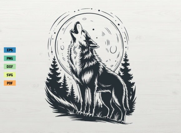Download Howling Wolf SVG Forest with Moon SVG - Howling wolf svg Collection