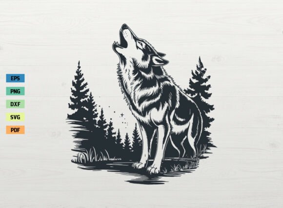 Download Howling Wolf SVG Forest with Moon SVG - Howling wolf svg Collection