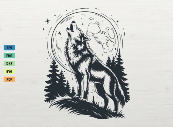 Download Howling Wolf SVG Forest with Moon SVG - Howling wolf svg Collection