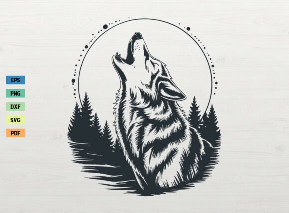 Download Howling Wolf SVG Forest with Moon SVG - Howling wolf svg Collection