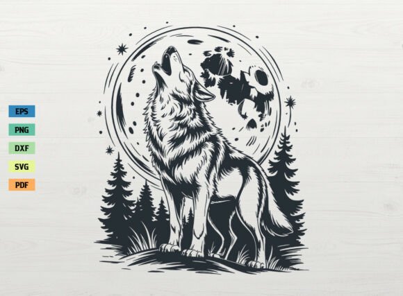 Download Howling Wolf SVG Forest with Moon SVG - Howling wolf svg Collection
